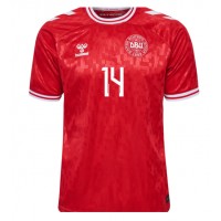 Dánsko Mikkel Damsgaard #14 Domáci futbalový dres ME 2024 Krátky Rukáv